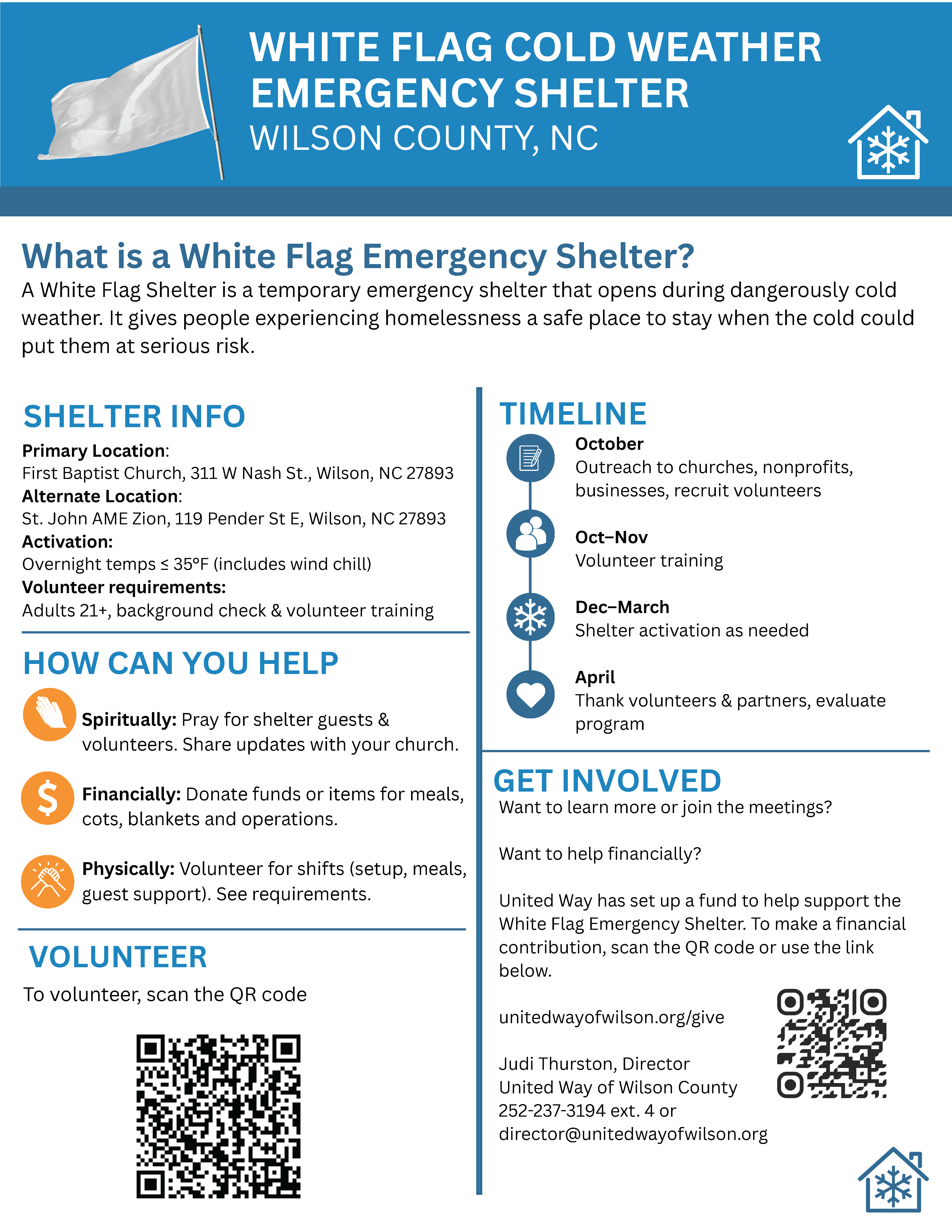 White Flag Shelter Information